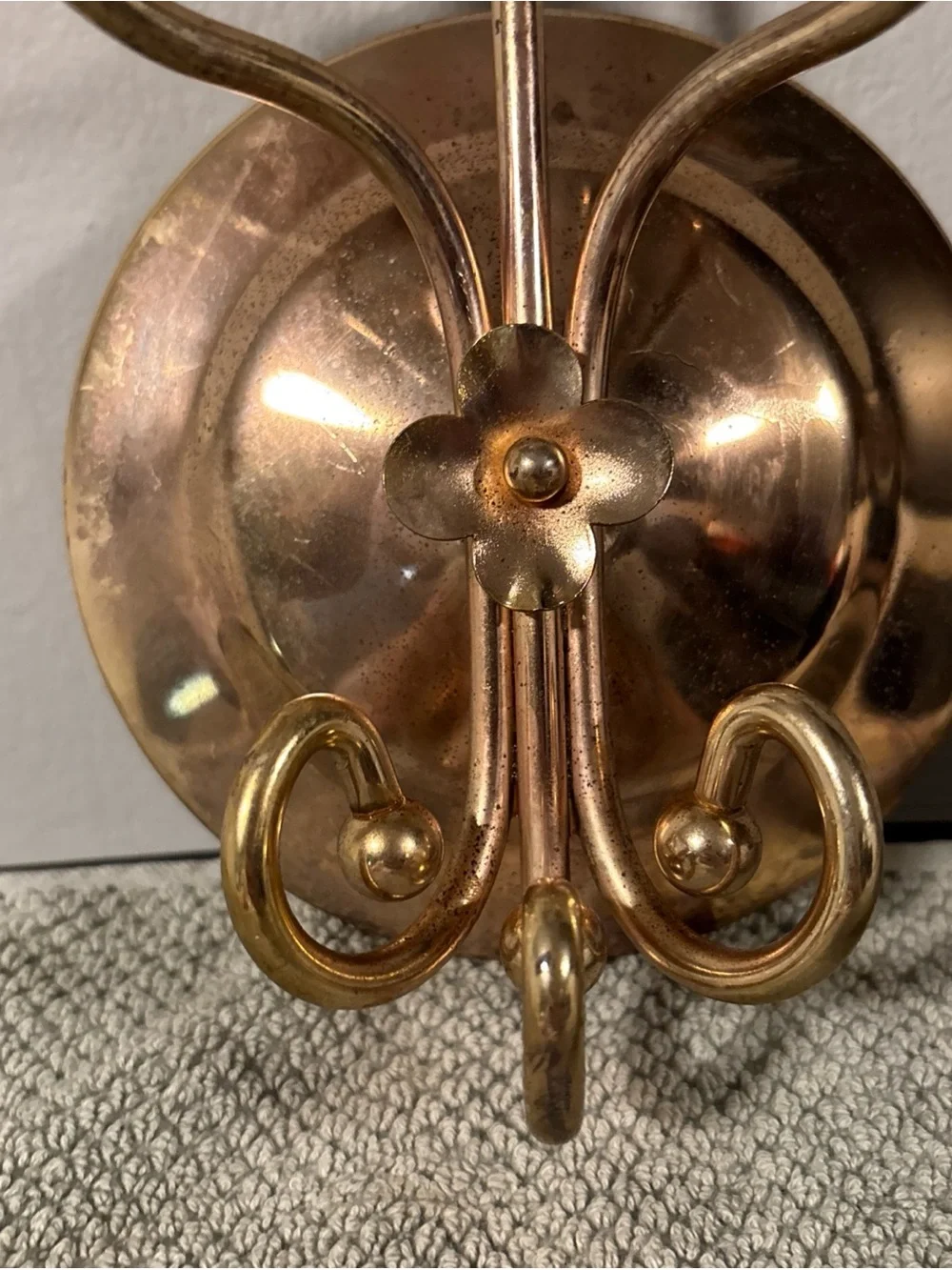 Brass-Tone Double Candle Wall Sconce - Unbranded